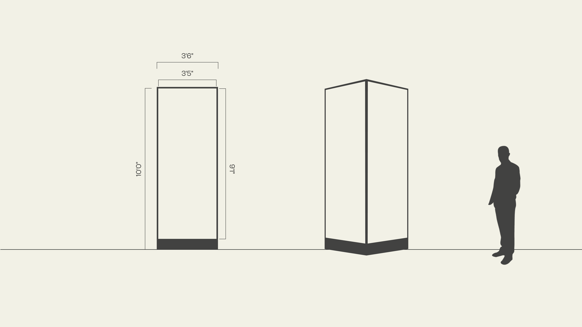 Elevation diagrams of digital LED signboards.